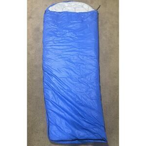 Slumberjack Sleeping Bag 32x80 Adult Right Side Zipper Made USA Blue Gray Hooded